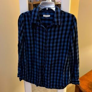 Black and blue checkered button up
